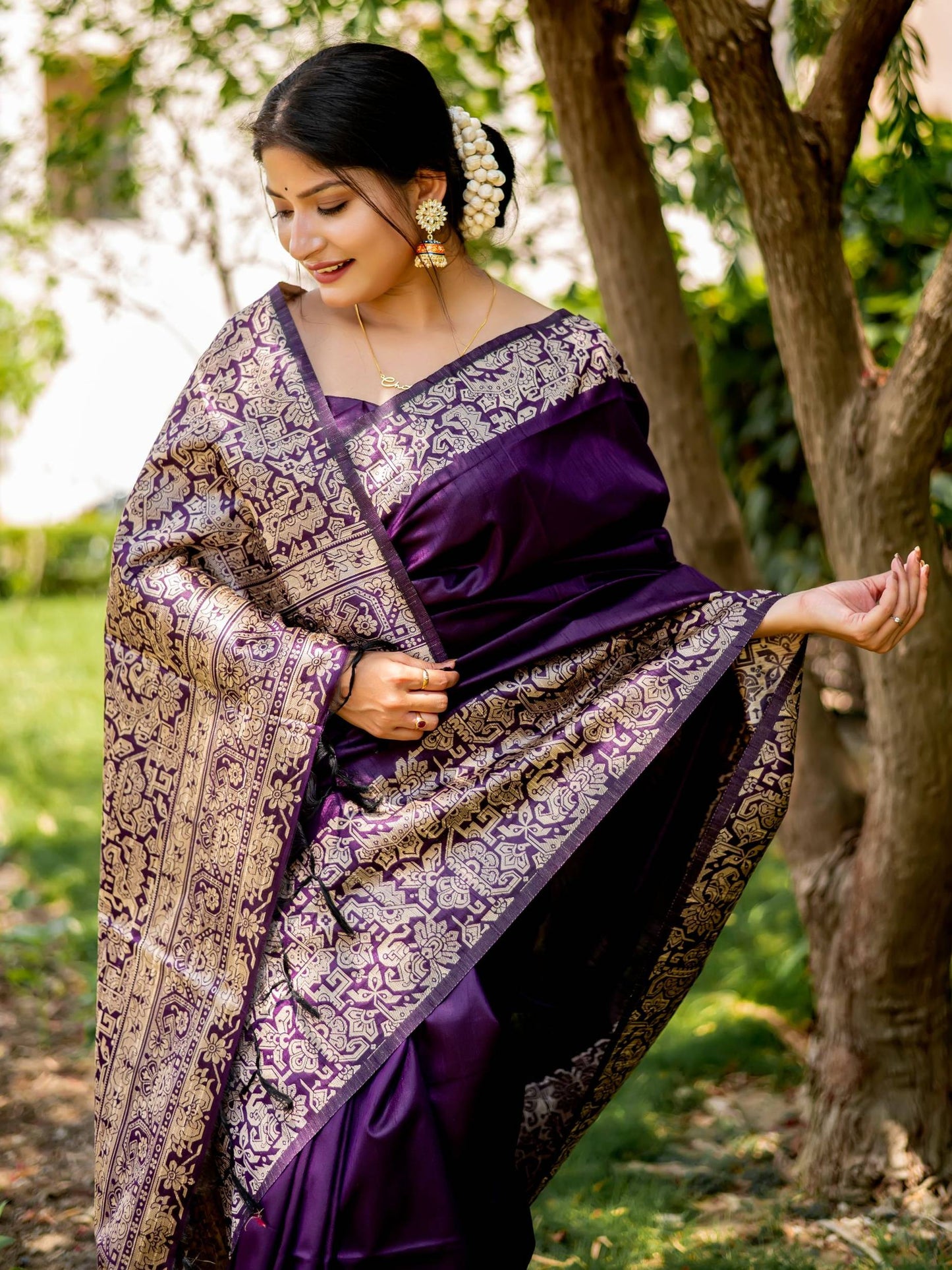 Handloom raw silk saree - WINE