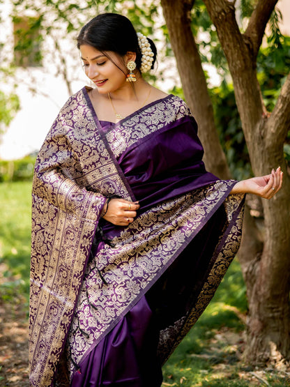 Handloom raw silk saree - WINE