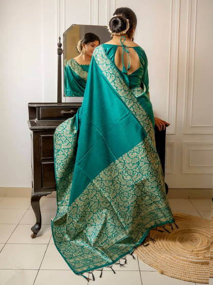 Handloom raw silk saree - RAMA
