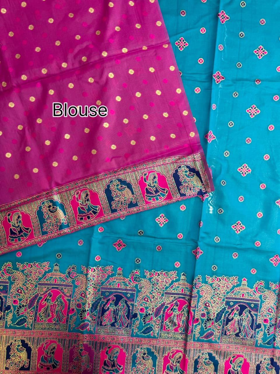SOFT BANARASI PASHMINA  SAREE -  FIROZI