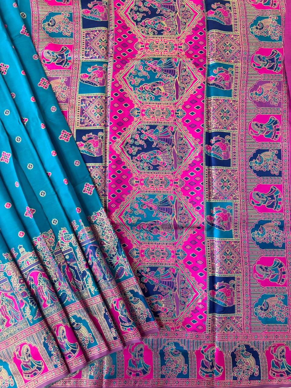 SOFT BANARASI PASHMINA  SAREE -  FIROZI