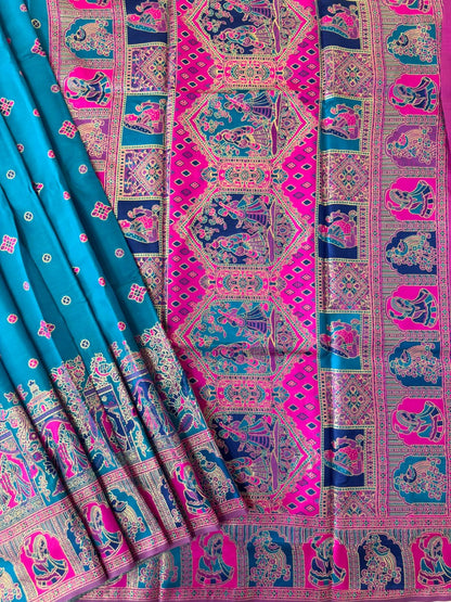 SOFT BANARASI PASHMINA  SAREE -  FIROZI