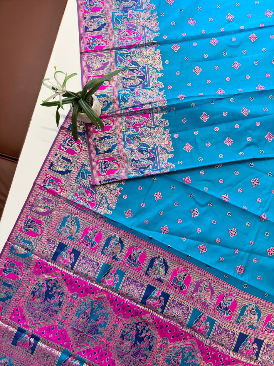 SOFT BANARASI PASHMINA  SAREE -  FIROZI
