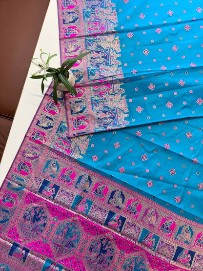 SOFT BANARASI PASHMINA  SAREE -  FIROZI
