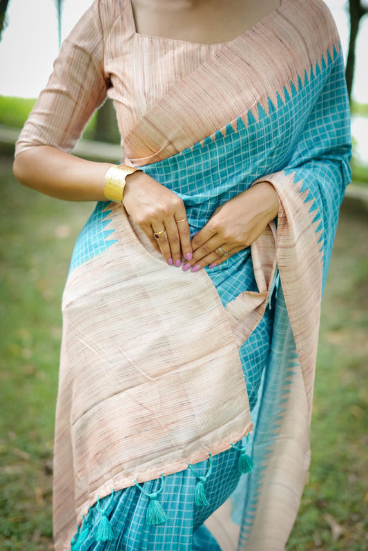 Aarita Authentic Ikkat Handloom Saree- FIROZI
