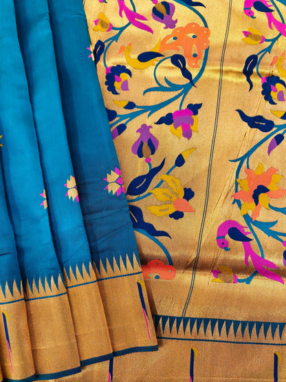 Banarasi Paithani With Bird & Floral Pallu - FIROZI
