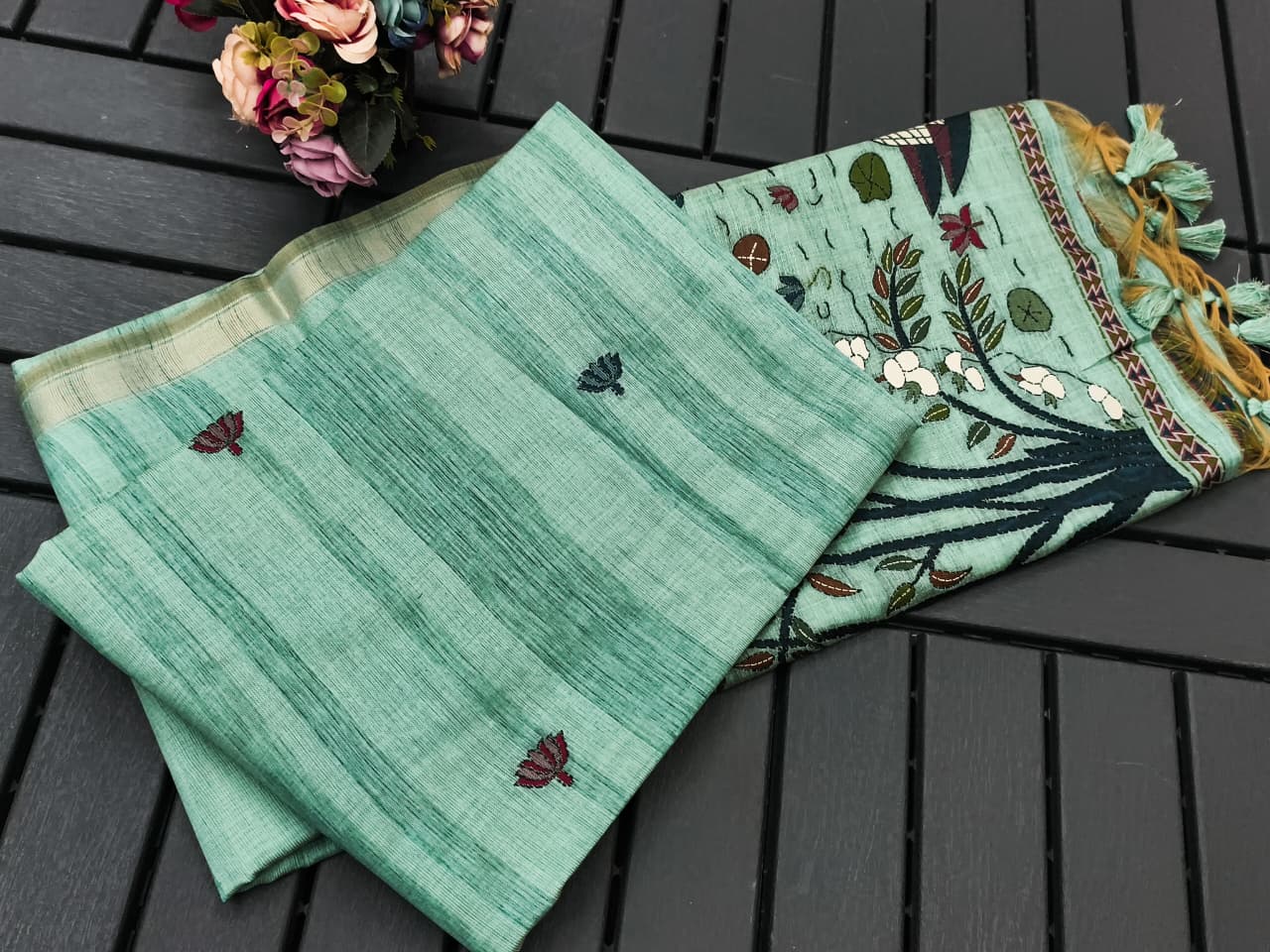 Pure Ghicha Cotton Saree with Traditional Pallu- FIROZI