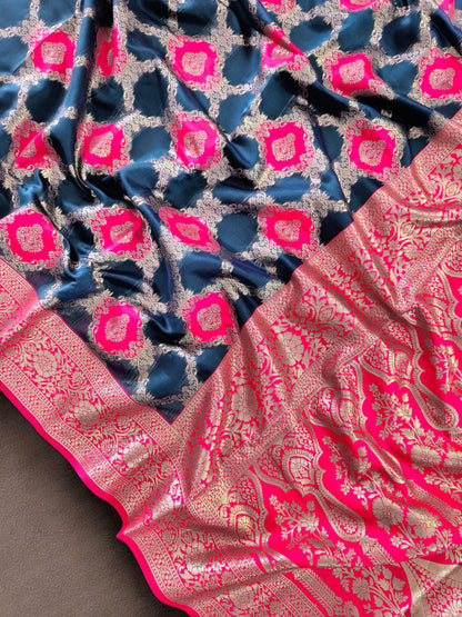 PURE SOFT BANARASI PAITHANI SILK SAREE - FIROZI