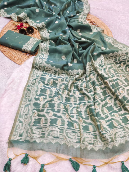 Graceful Chanderi Cotton Saree with Traditional Craft - FIROZI
