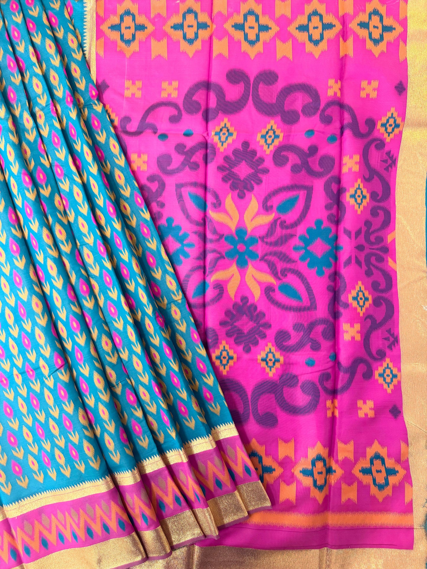 POCHAMPALLY IKKAT SILK SAREE -  FIROZI