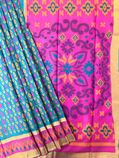 POCHAMPALLY IKKAT SILK SAREE -  FIROZI