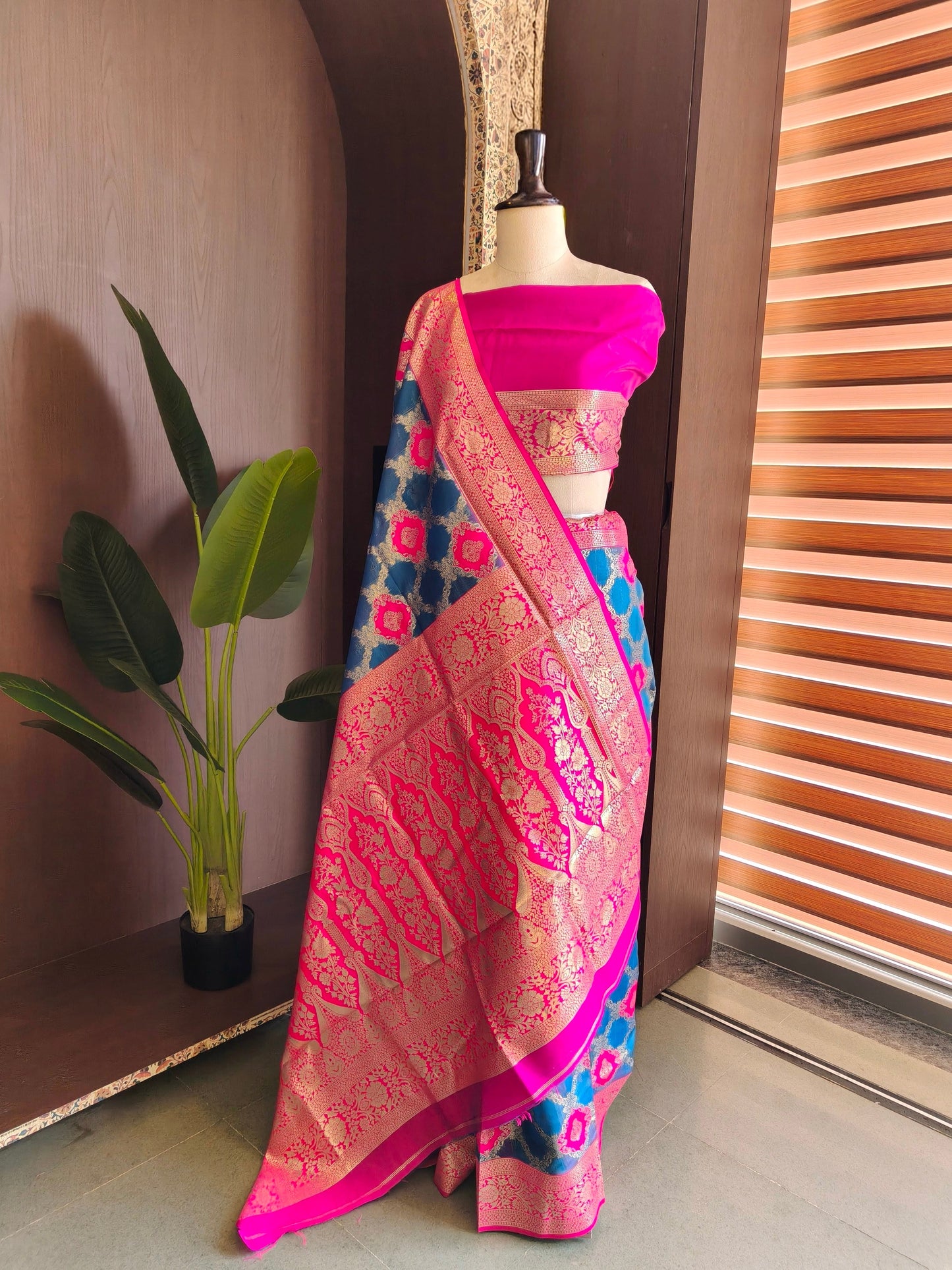 PURE SOFT BANARASI PAITHANI SILK SAREE - FIROZI