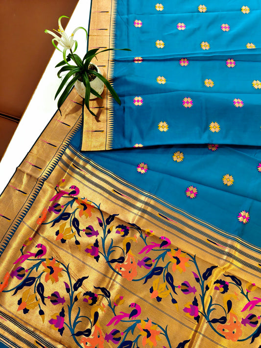 Banarasi Paithani With Bird & Floral Pallu - FIROZI