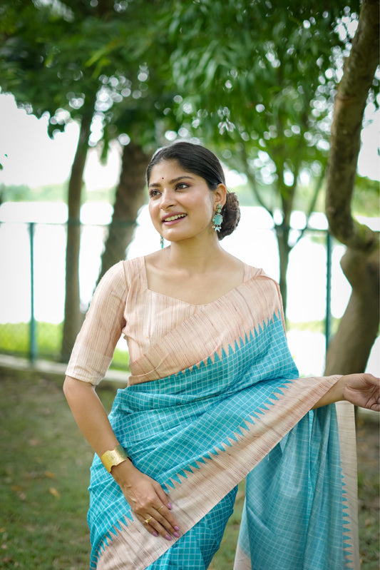 Aarita Authentic Ikkat Handloom Saree- FIROZI