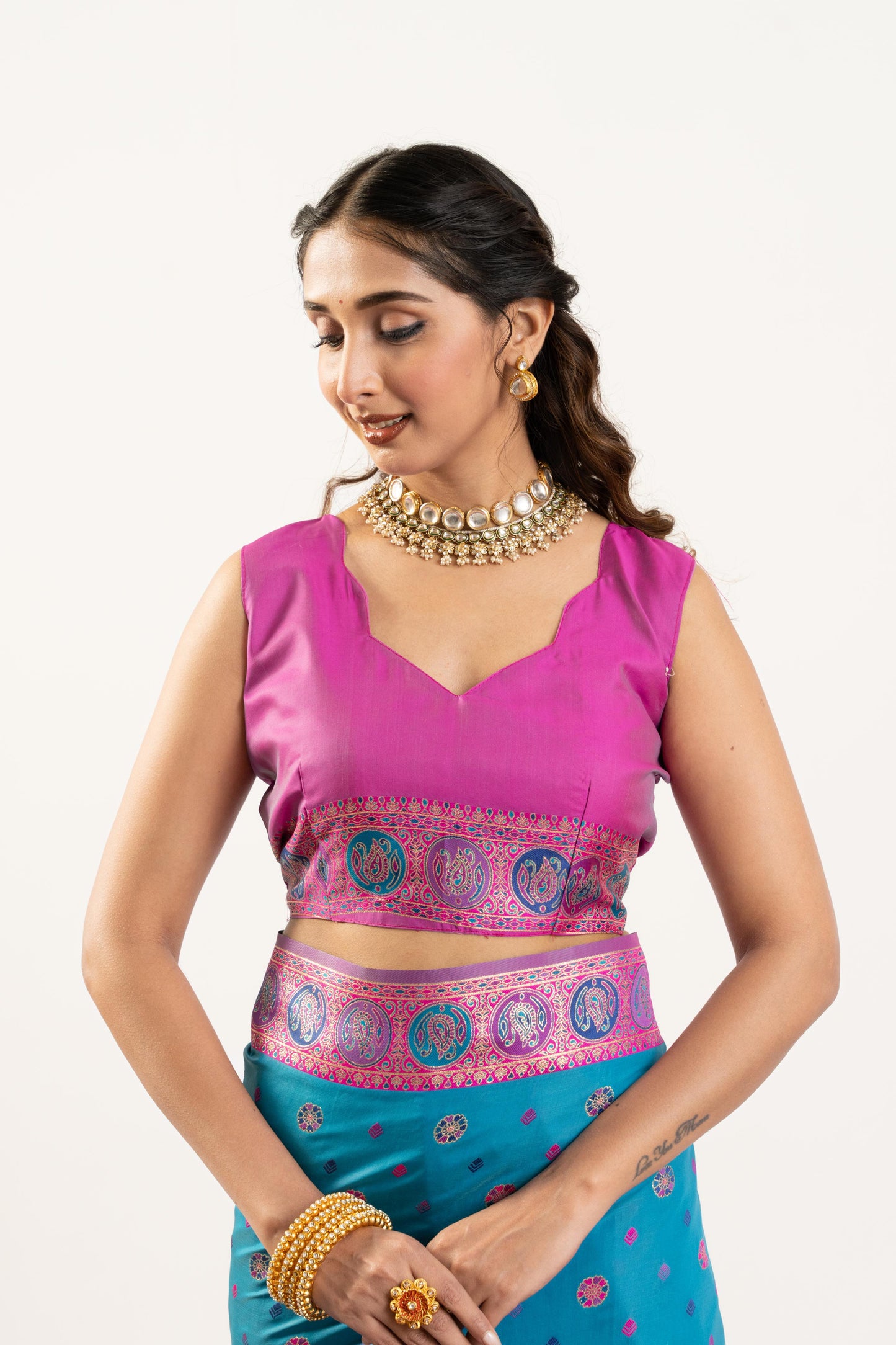 PURE SOFT PASHMINA SILK SAREE - FIROZI