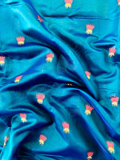Paithani Silk Saree with Floral Motifs and Zari Pallu - FIROZI