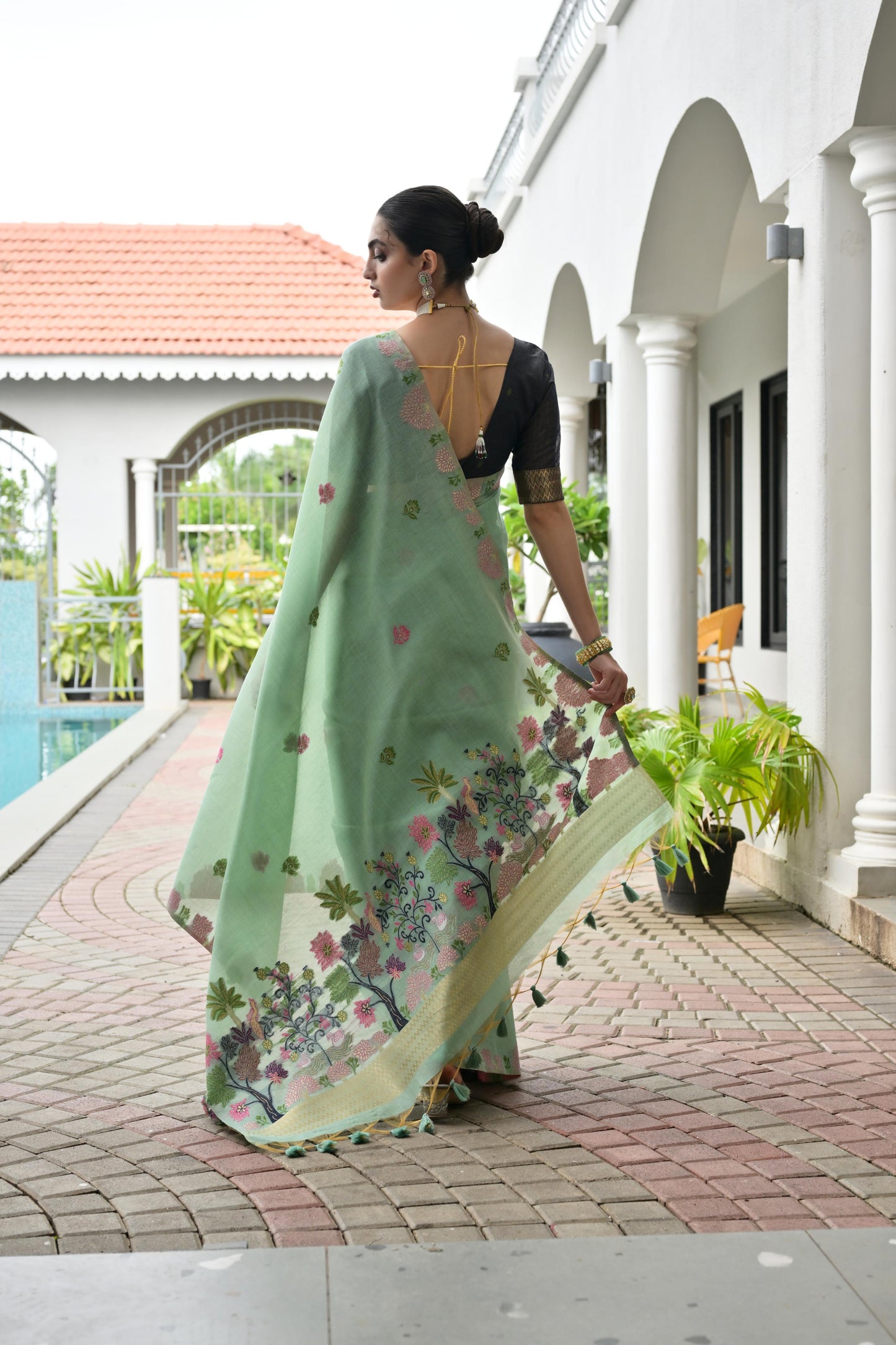 Premium Chanderi Cotton Handloom Saree-FIROZI