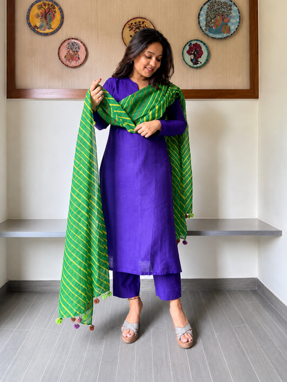 Classic Leheriya Pattern kota Cotton Dupatta-PINK