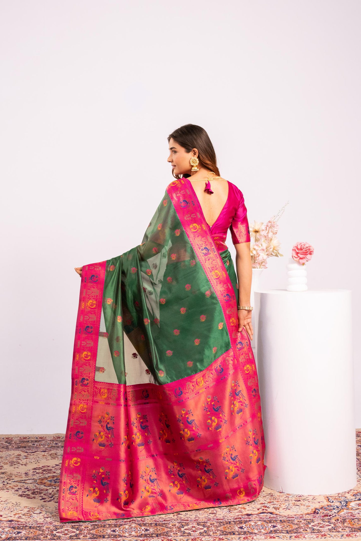 Classic Banarasi Paithani with Traditional Zari - GREEN