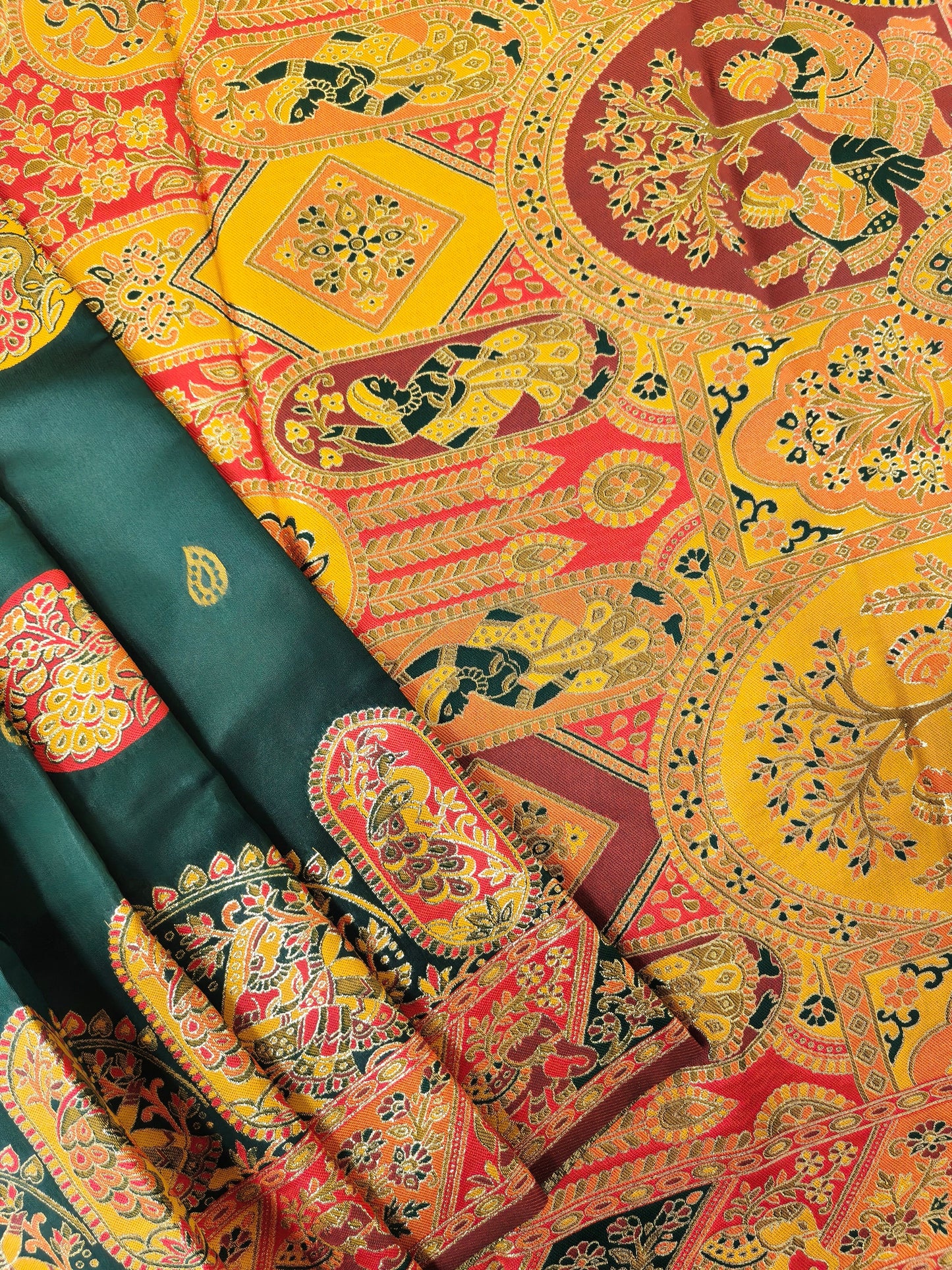 PURE SOFT RAJWADI PASHMINA SILK SAREE - GREEN