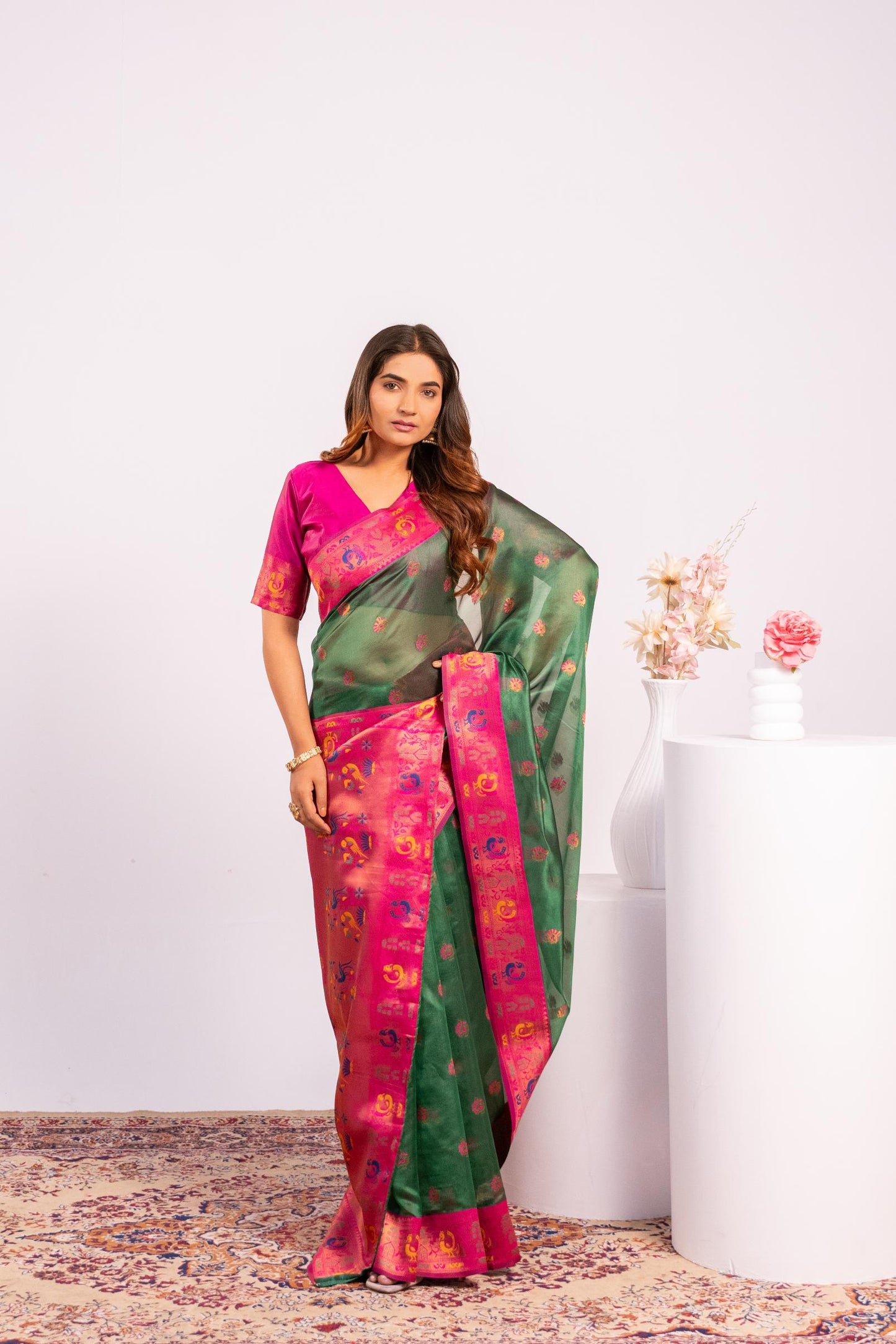 Classic Banarasi Paithani with Traditional Zari - GREEN