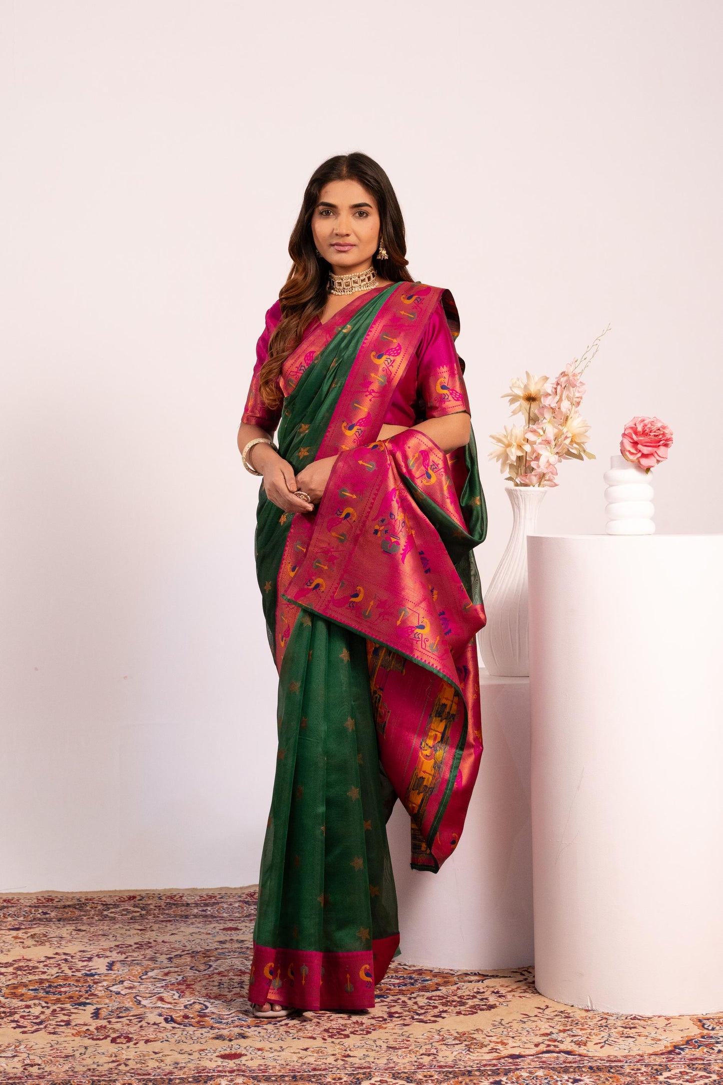 Pure Banarasi Paithani Silk Saree - GREEN