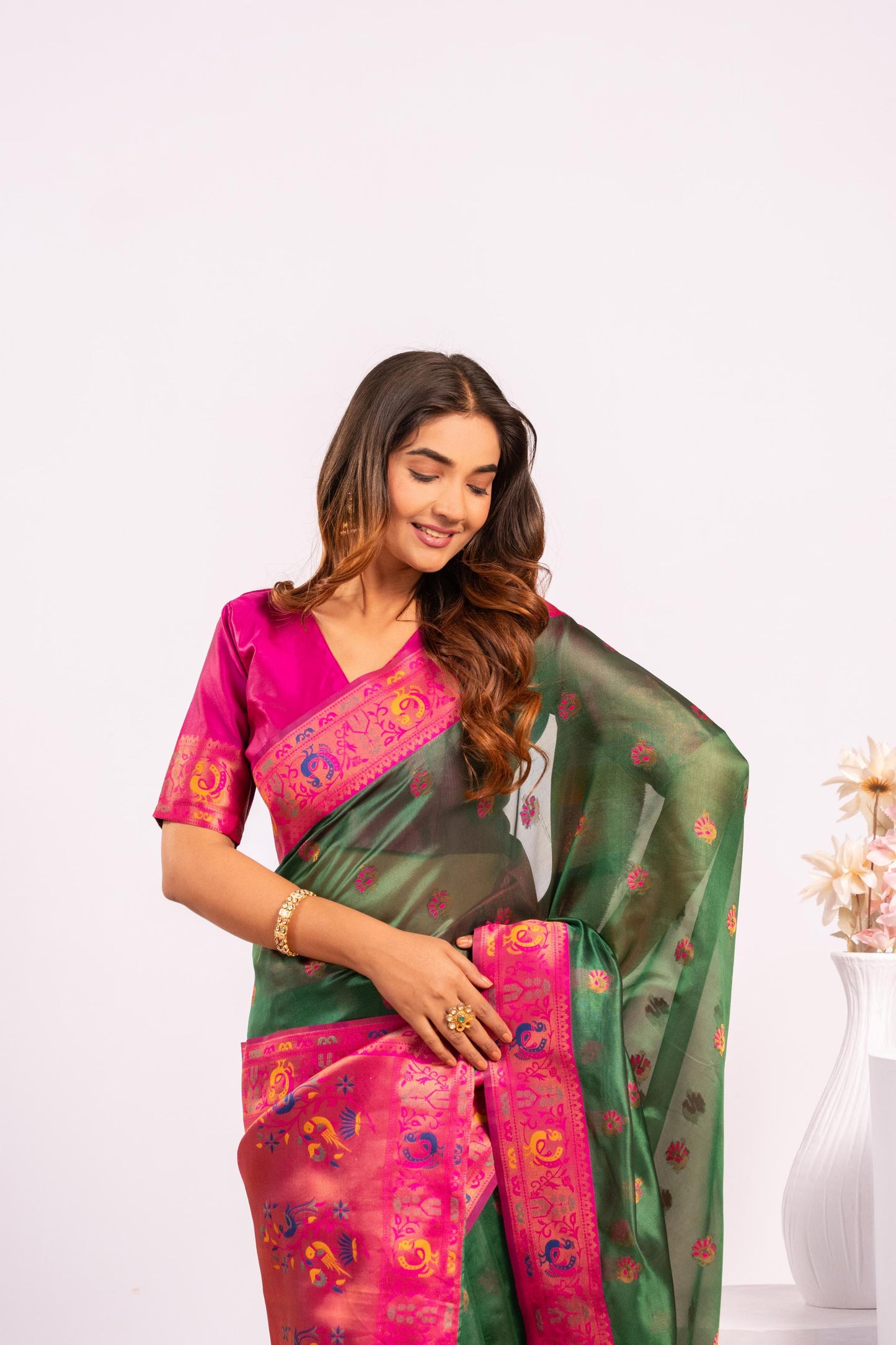 Classic Banarasi Paithani with Traditional Zari - GREEN