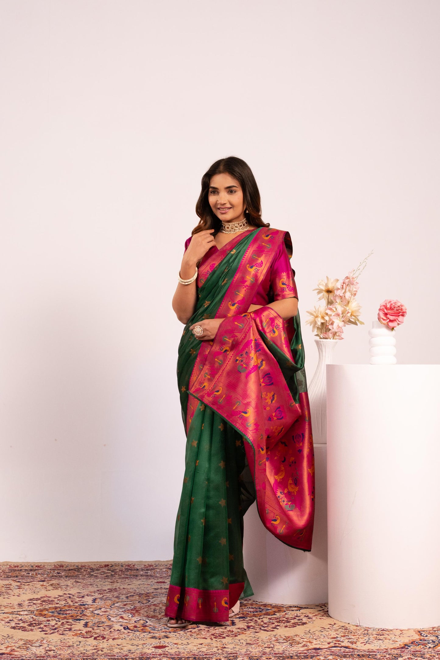 Pure Banarasi Paithani Silk Saree - GREEN