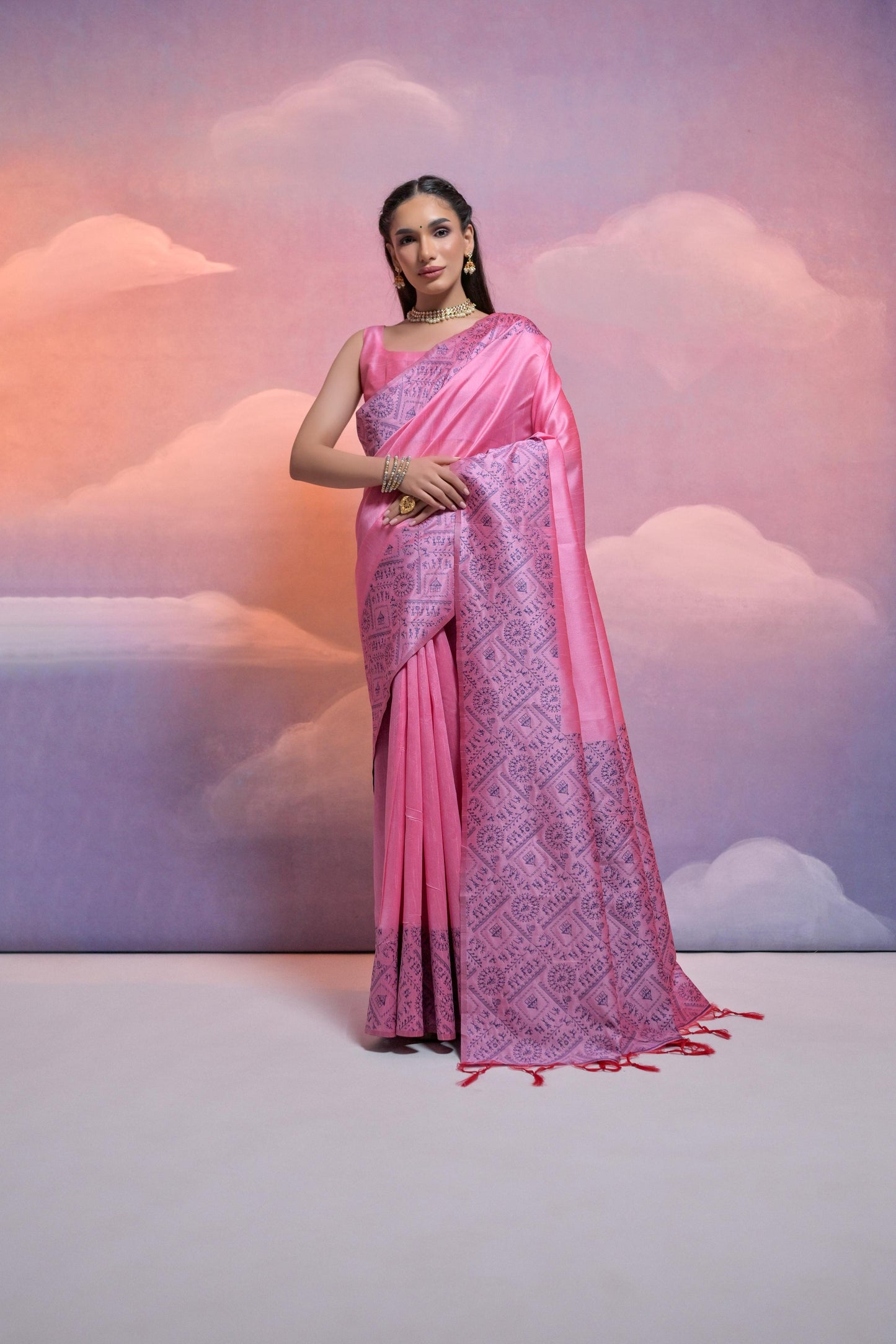 Banglori Handloom raw silk saree - BABY PINK