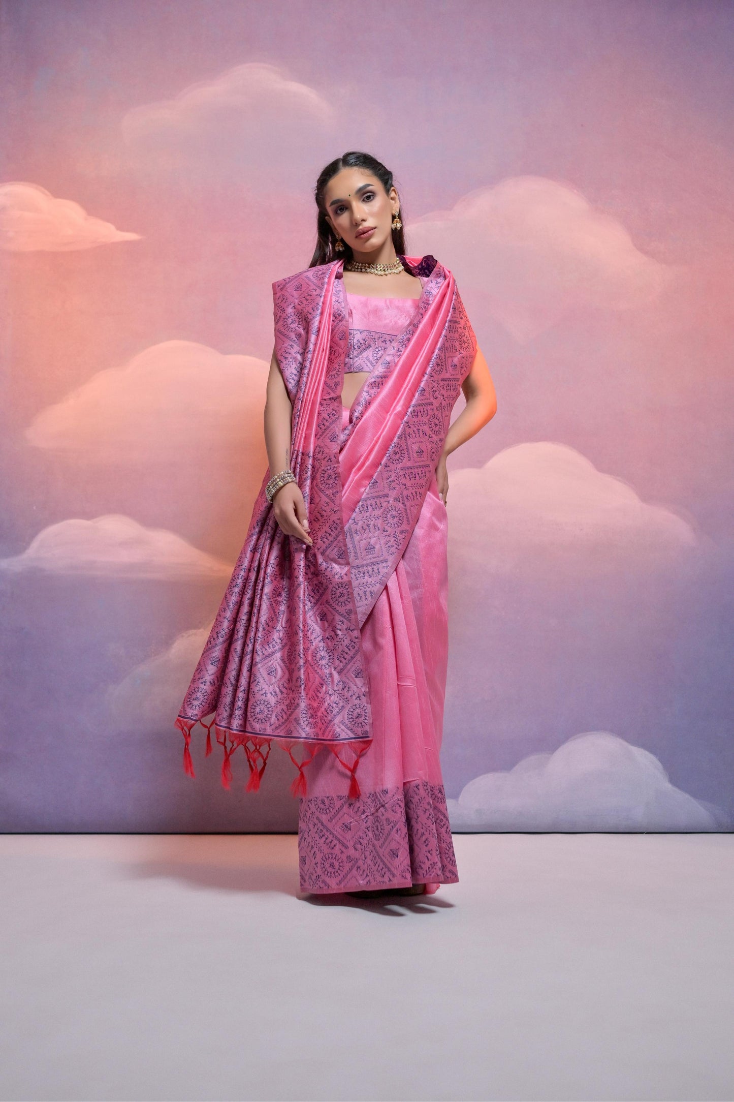 Banglori Handloom raw silk saree - BABY PINK