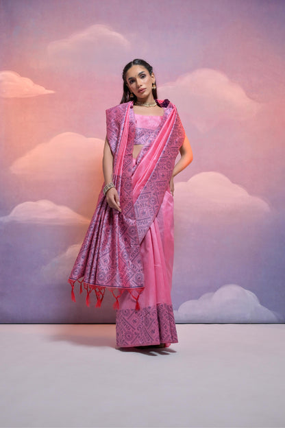 Banglori Handloom raw silk saree - BABY PINK