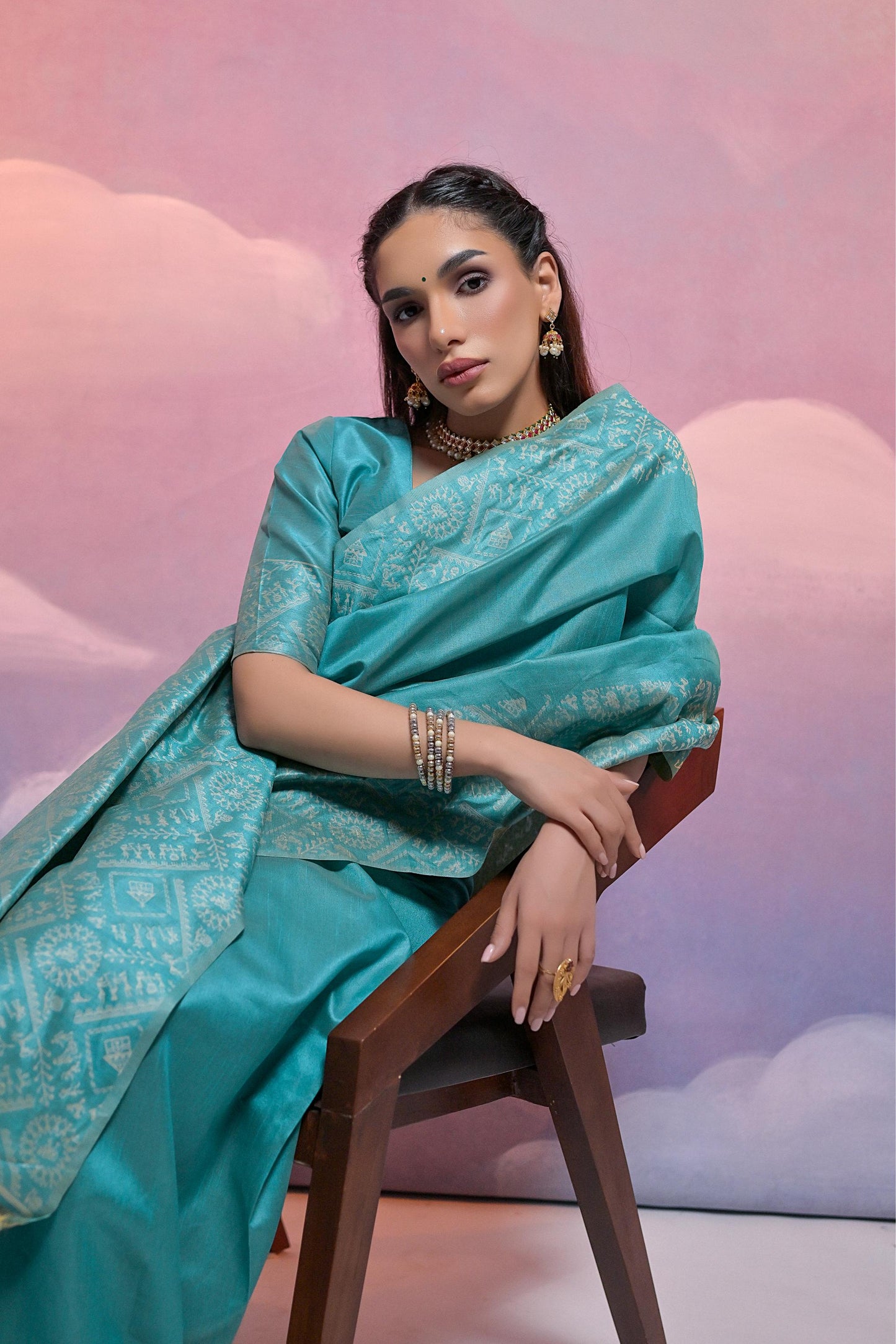 Banglori Handloom raw silk saree - FIROZI