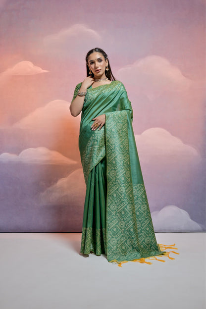Banglori Handloom raw silk saree - PARROT