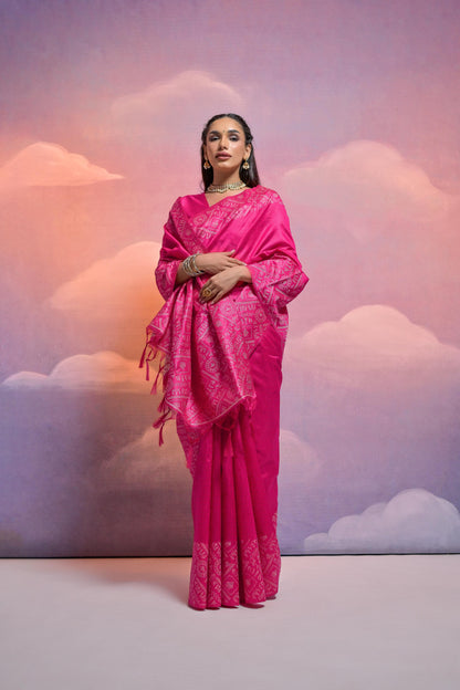 Banglori Handloom raw silk saree - PINK