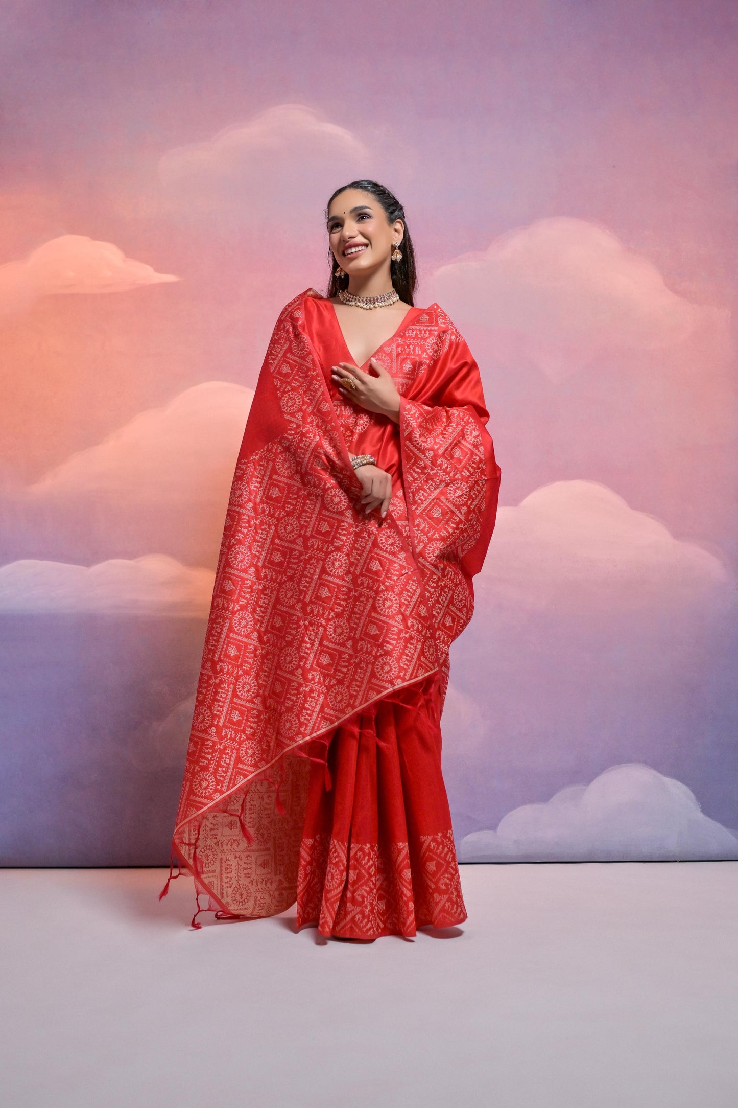 Banglori Handloom raw silk saree - RED