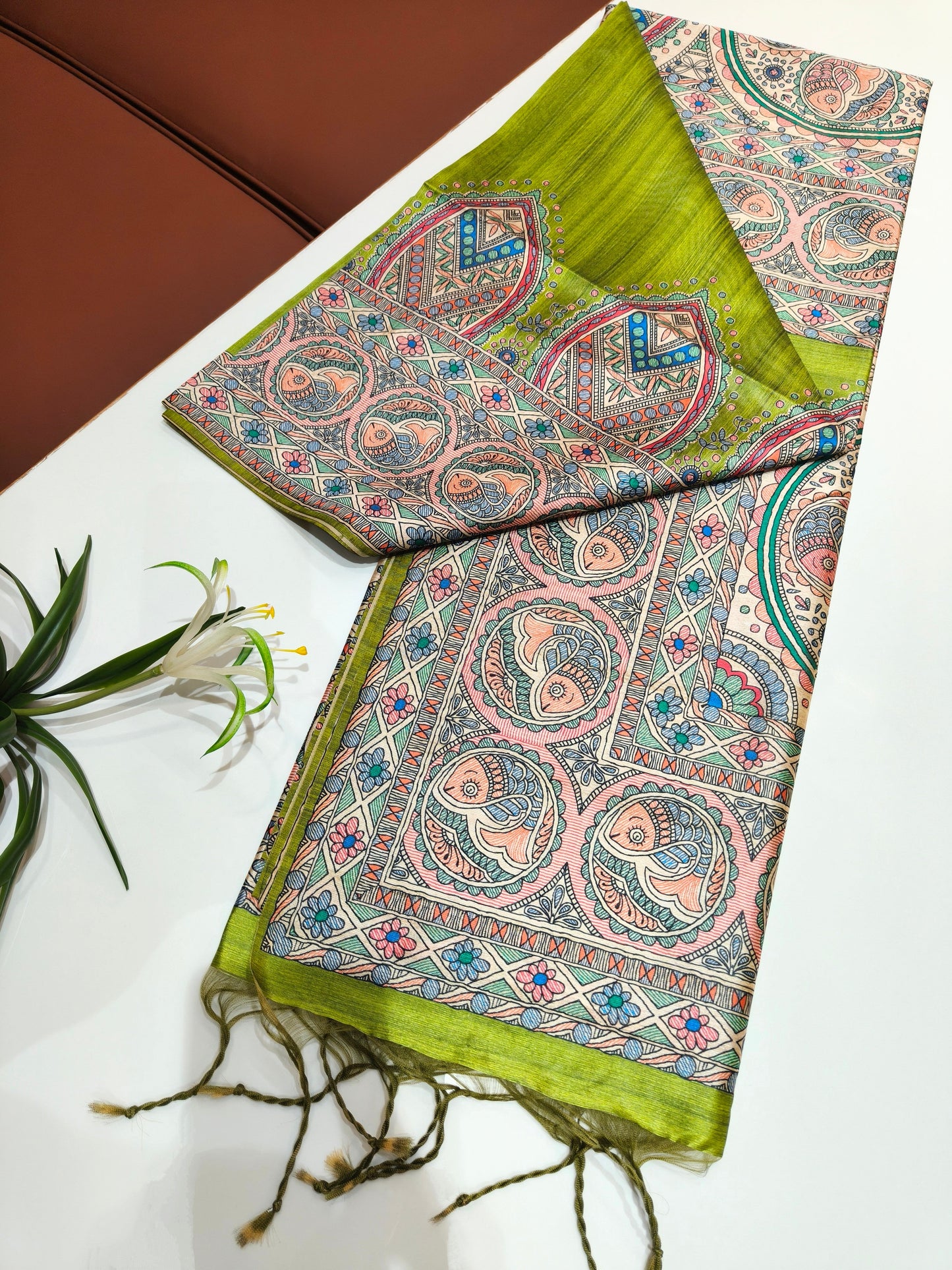Tussar Silk Madhubani - MEHENDI