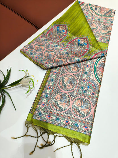 Tussar Silk Madhubani - MEHENDI