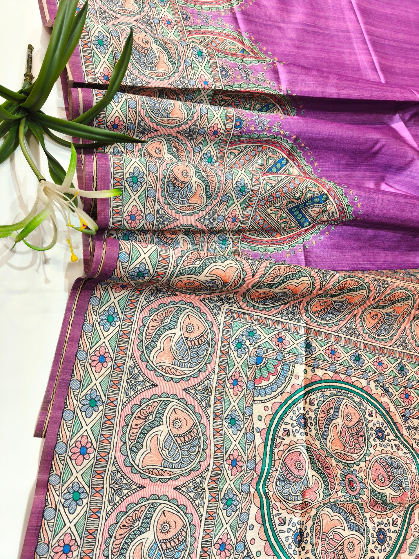 Tussar Silk Madhubani - PURPLE