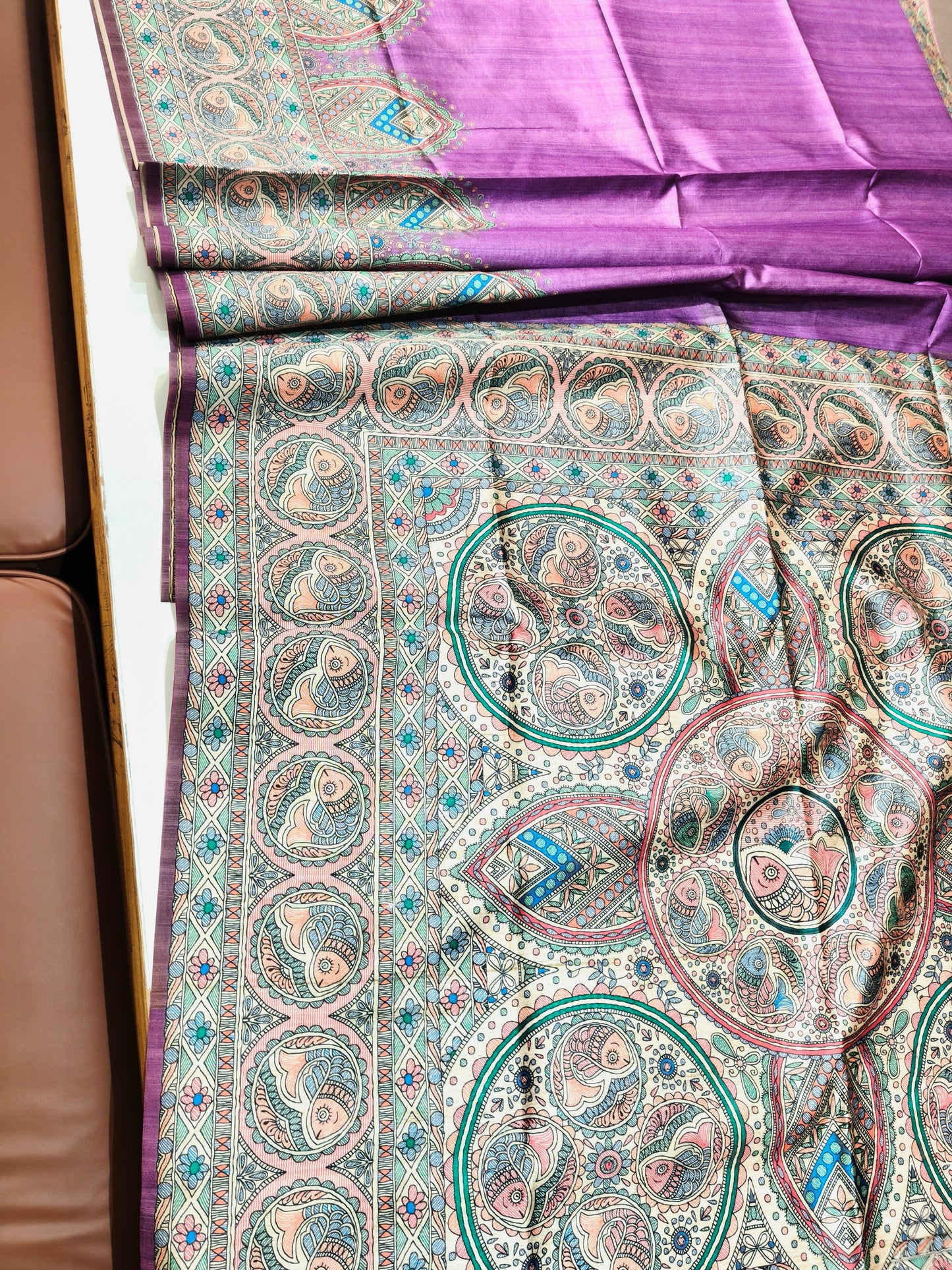 Tussar Silk Madhubani - PURPLE