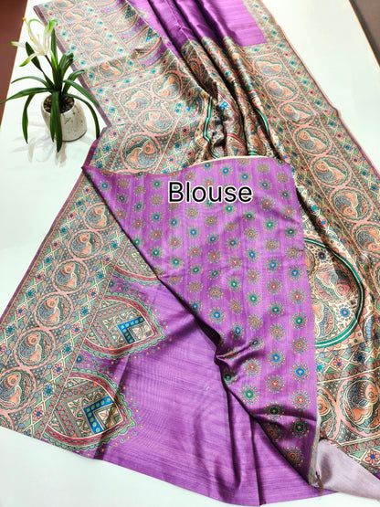 Tussar Silk Madhubani - PURPLE