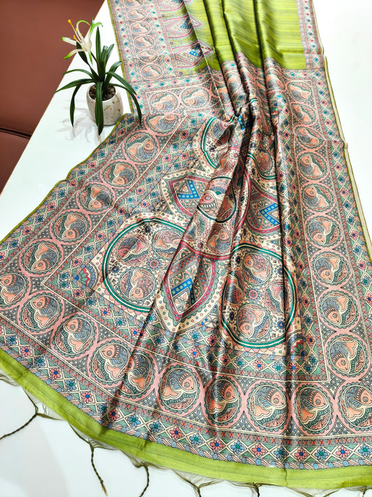 Tussar Silk Madhubani - MEHENDI