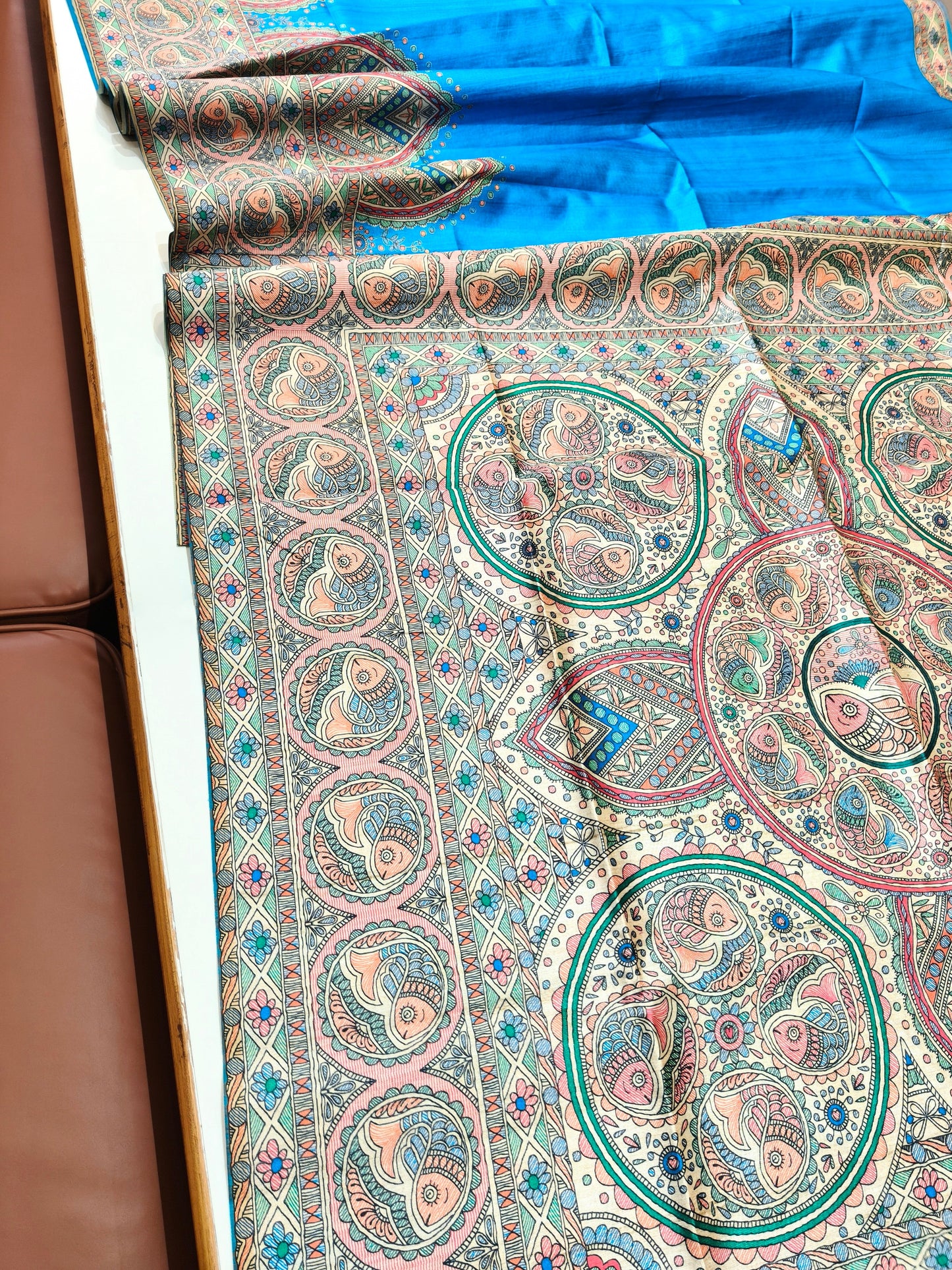 Tussar Silk Madhubani - BLUE