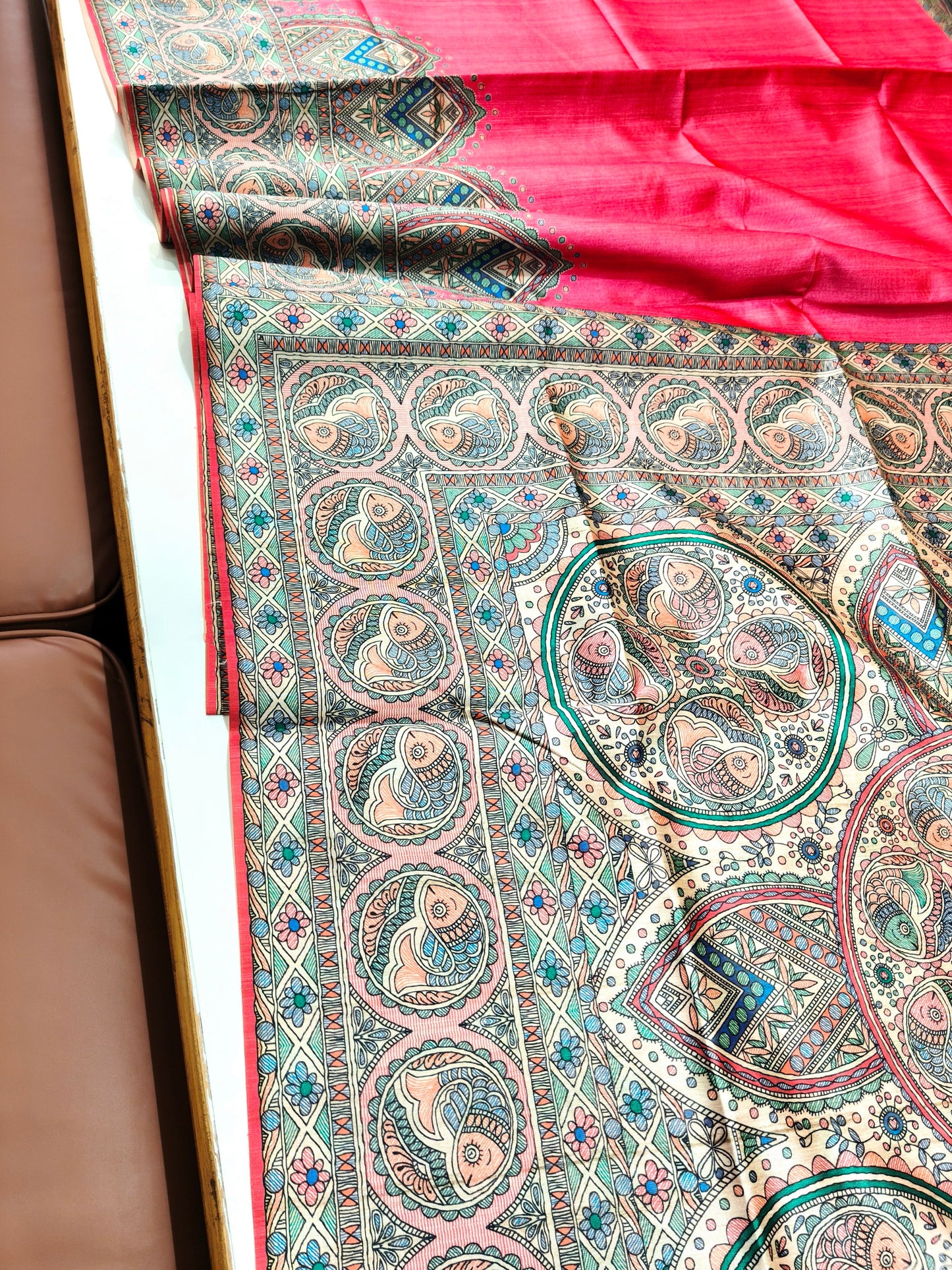Tussar Silk Madhubani - PINK