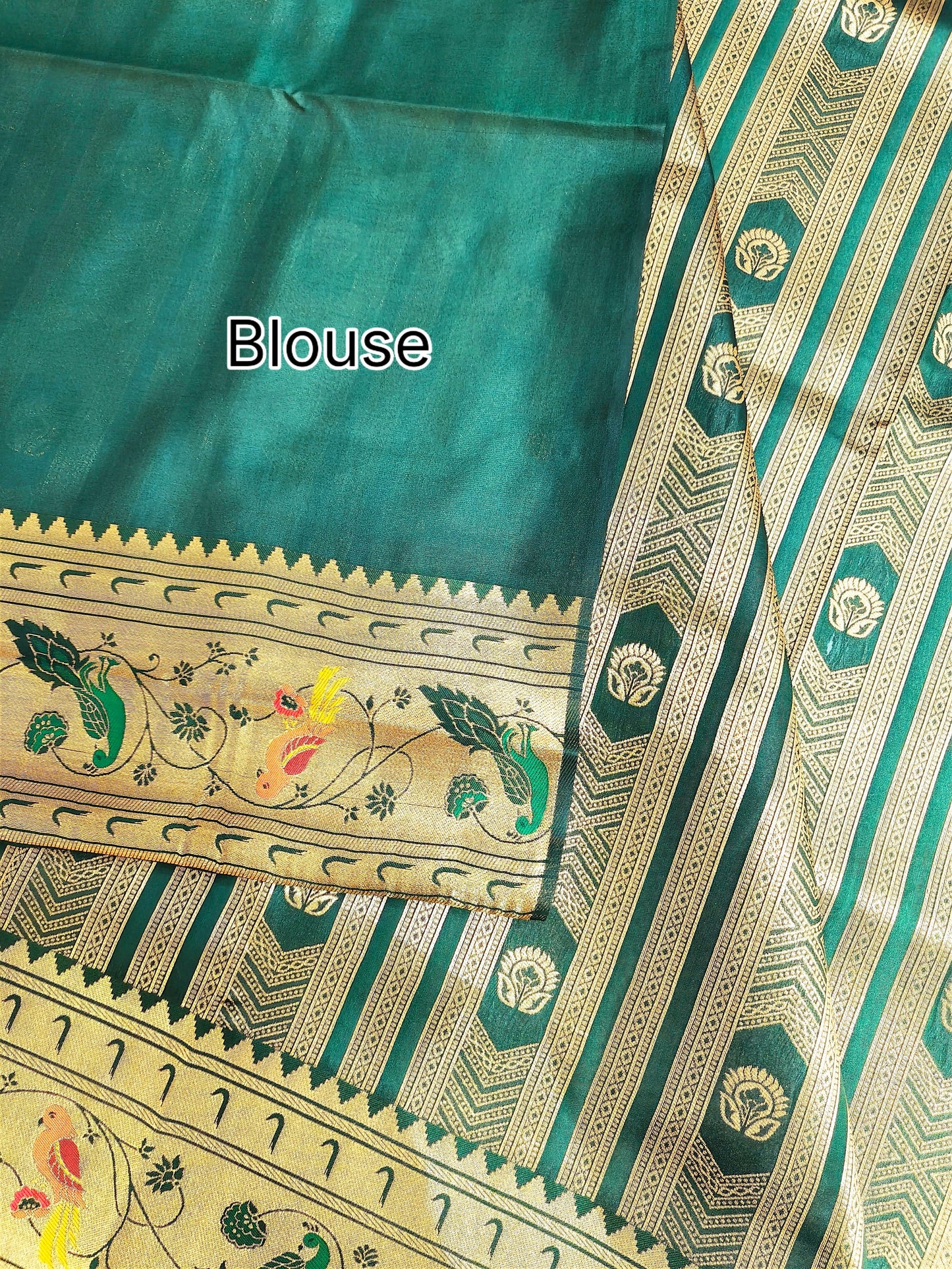 Banarsi Paithani Copper Zari Silk Saree- BT Green