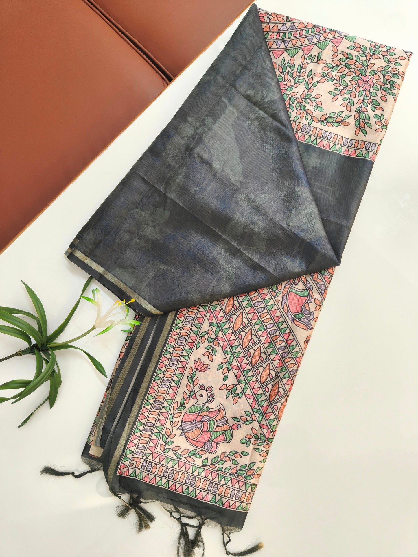 Shubhra Madhubani Lotus Saree - FIROZI