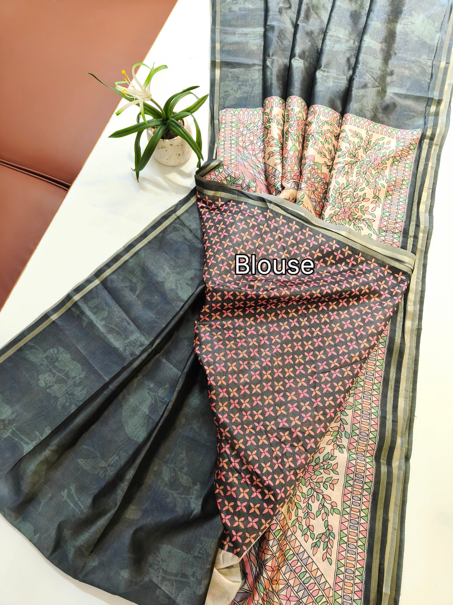 Shubhra Madhubani Lotus Saree - FIROZI