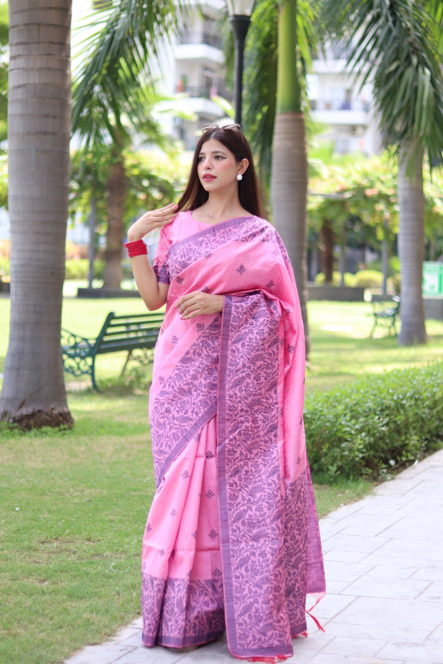 Handloom raw silk saree - BABY PINK