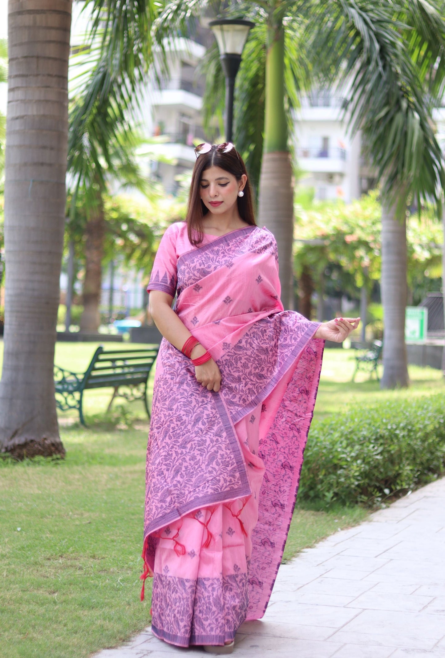 Handloom raw silk saree - BABY PINK