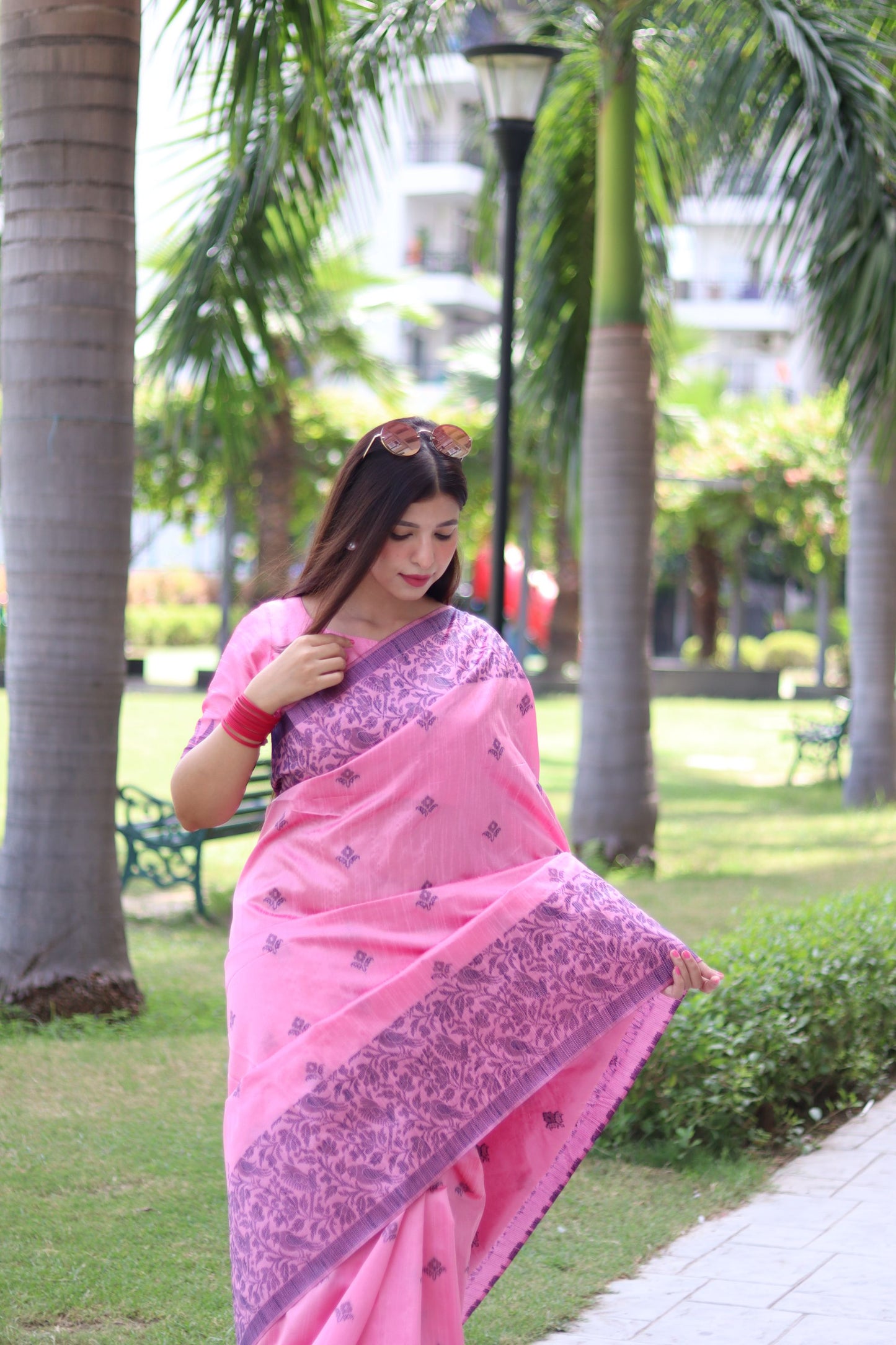 Handloom raw silk saree - BABY PINK