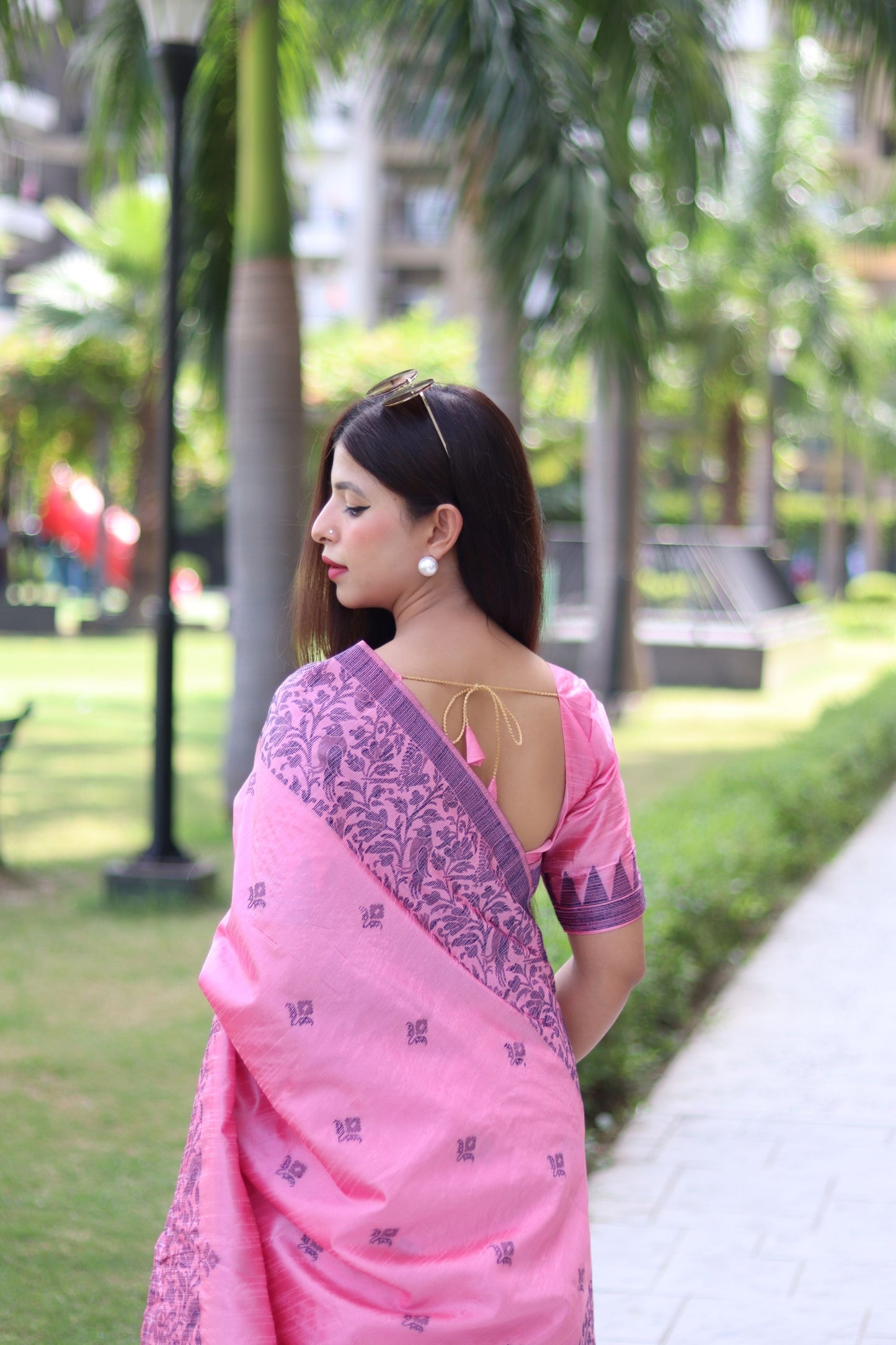 Handloom raw silk saree - BABY PINK